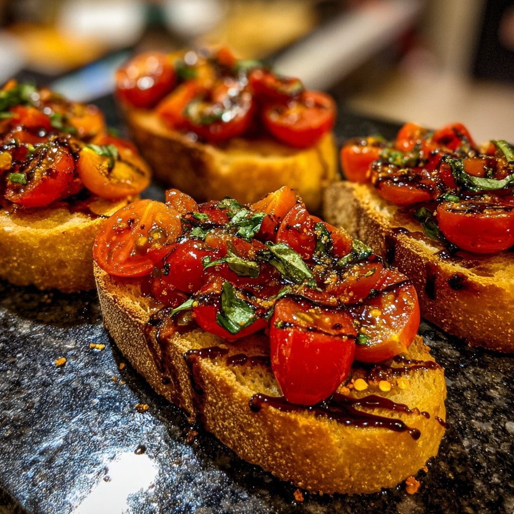 Bruschetta mit Tomaten und Basilikum