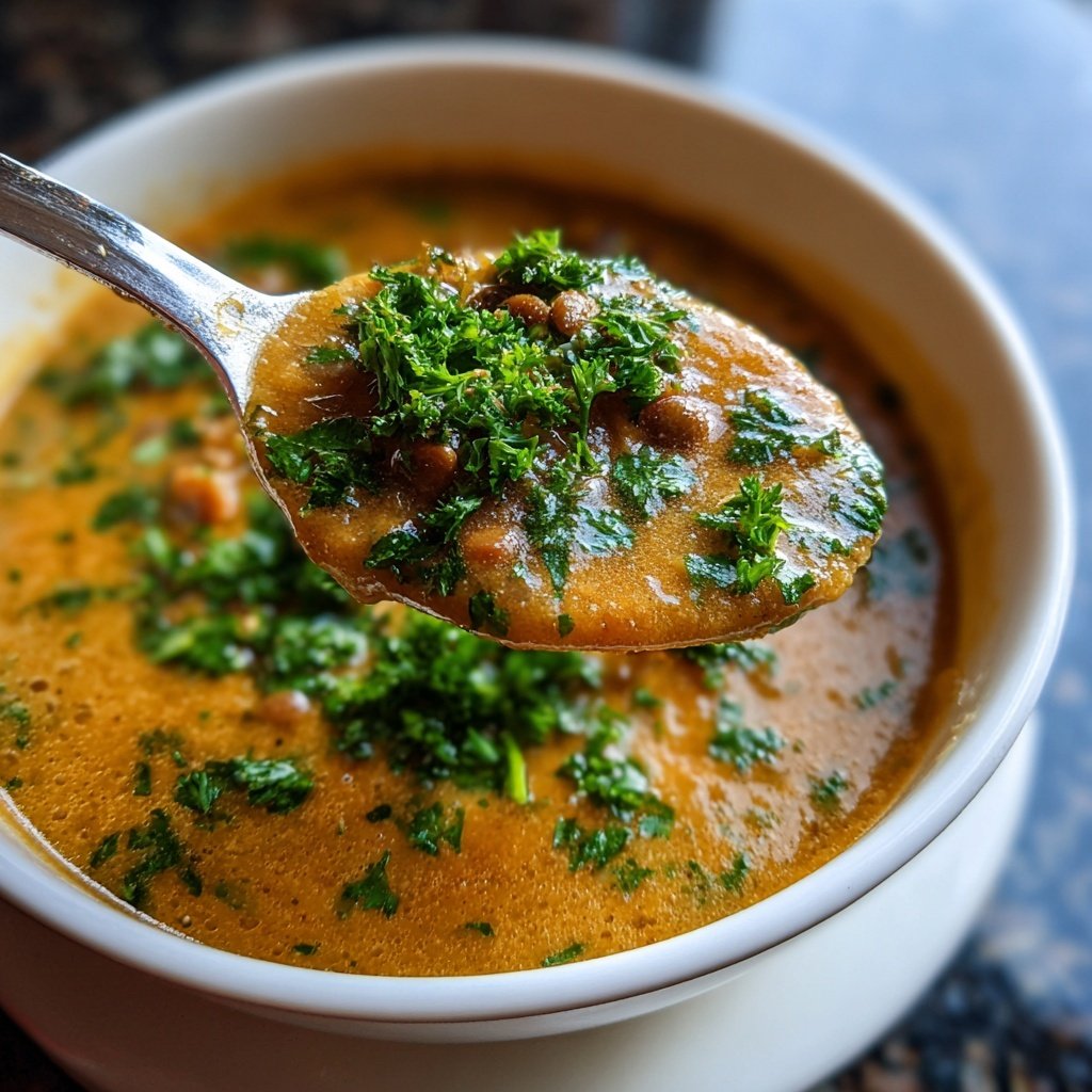 Linsensuppe mit Petersilie