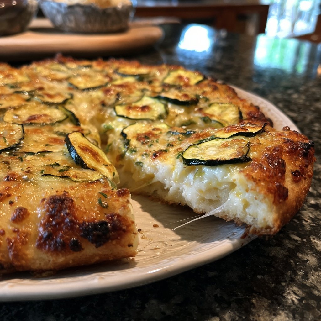 Pizza mit Zucchini und Zitronenöl