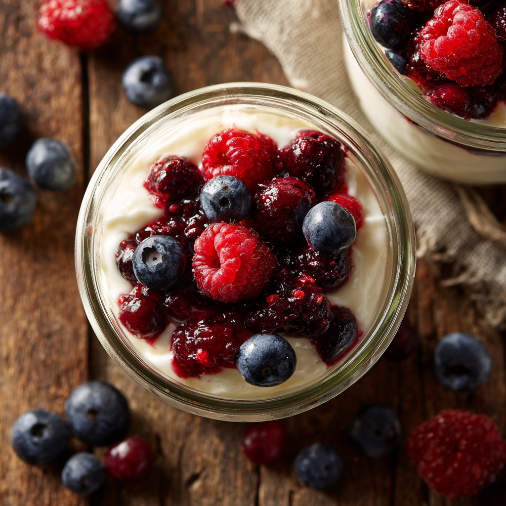 Frühstück im Glas mit Skyr und Beeren