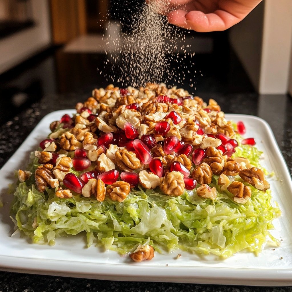 Grünkohlsalat mit Granatapfel und Walnüssen