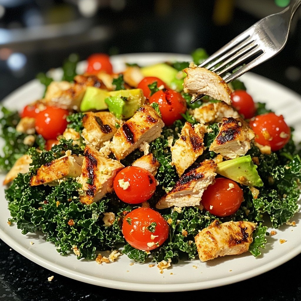 Gesunder Grüner Kohl Hühnchensalat