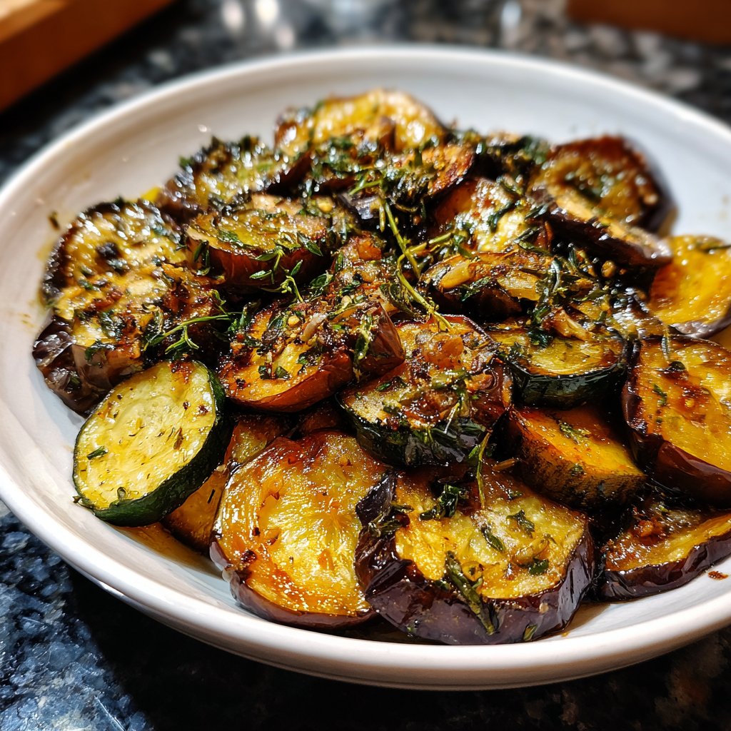 Auberginen aus der Pfanne mit Kräutern