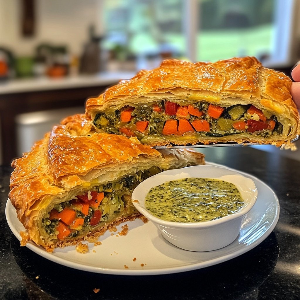 Gemüsestrudel mit Kräuterdip